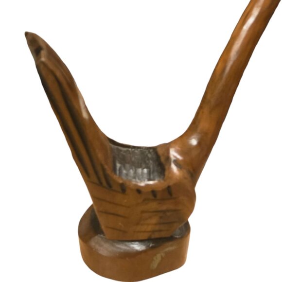 Hand Carved Wooden Crane Bird Sculpture 15 Inch AS IS Folk Art - Picture 8 of 16